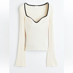 H&M Cream Sweater with Black Trim